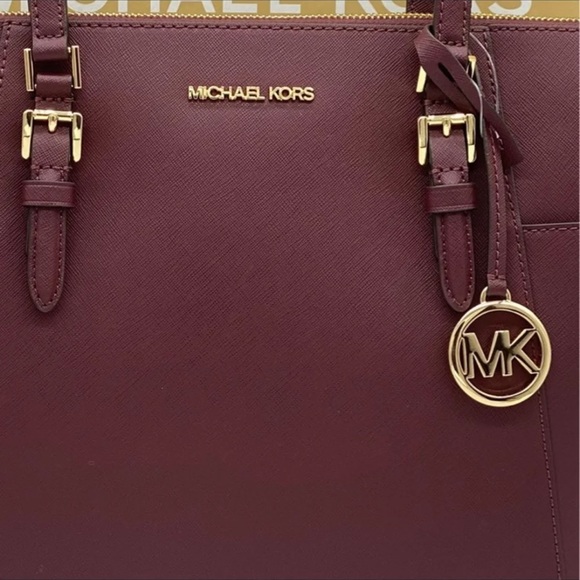 MICHAEL KORS Charlotte Large Leather Top-Zip Tote Dark Cherry NWT - Picture 16 of 16